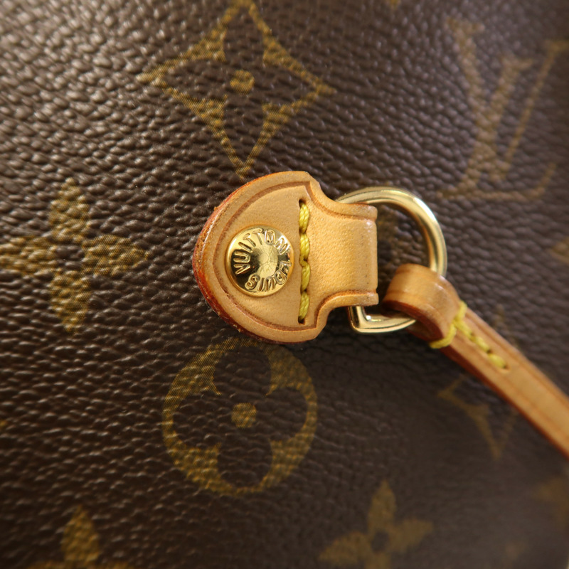 LOUIS VUITTON Monogram Neverfull MM金扣手挽袋-14