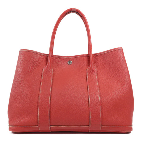 HERMES Negonda皮革Garden Party PM銀扣手挽袋Rouge Casaque