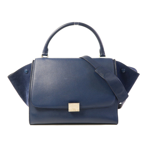 CELINE 牛皮皮革Trapeze銀扣手挽肩背兩用袋