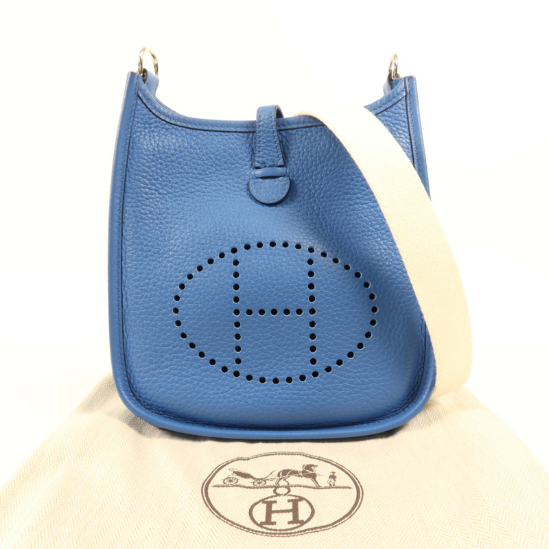 HERMES Clemence皮革Evelyne TPM銀扣肩背袋Mykonos-15