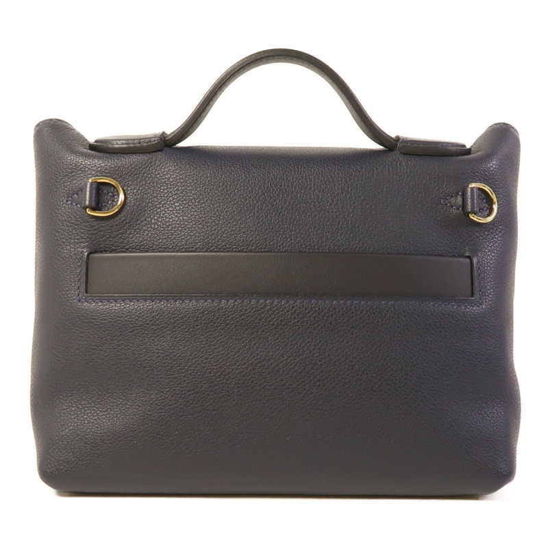 HERMES Evercolor/Swift皮革24/24 Mini金扣手挽肩背兩用袋Bleu Nuit-1