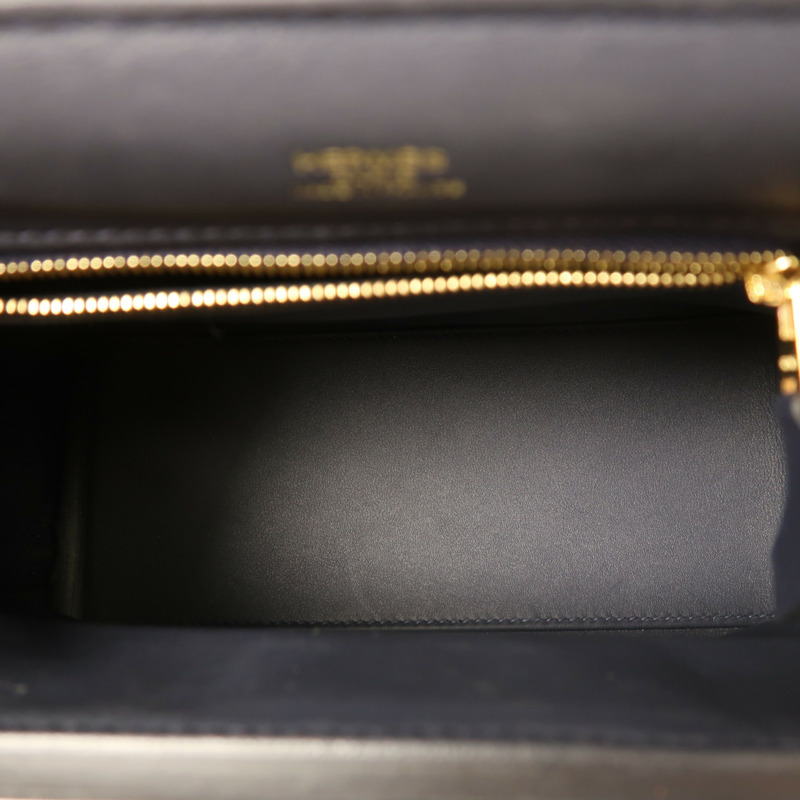 HERMES Evercolor/Swift皮革24/24 Mini金扣手挽肩背兩用袋Bleu Nuit-4