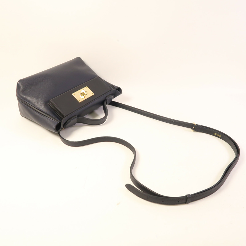 HERMES Evercolor/Swift皮革24/24 Mini金扣手挽肩背兩用袋Bleu Nuit-7