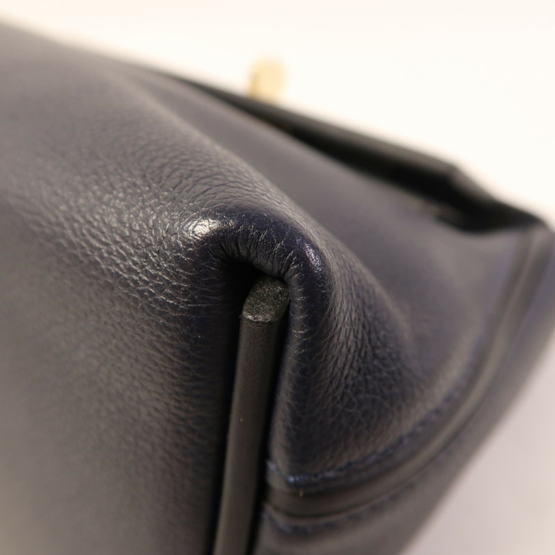 HERMES Evercolor/Swift皮革24/24 Mini金扣手挽肩背兩用袋Bleu Nuit-10