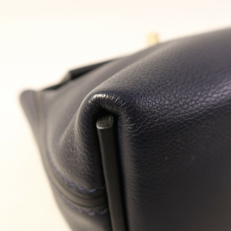 HERMES Evercolor/Swift皮革24/24 Mini金扣手挽肩背兩用袋Bleu Nuit-11