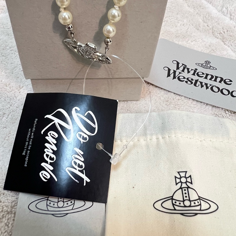 Vivienne Westwood珍珠水鑽土星項鍊-2