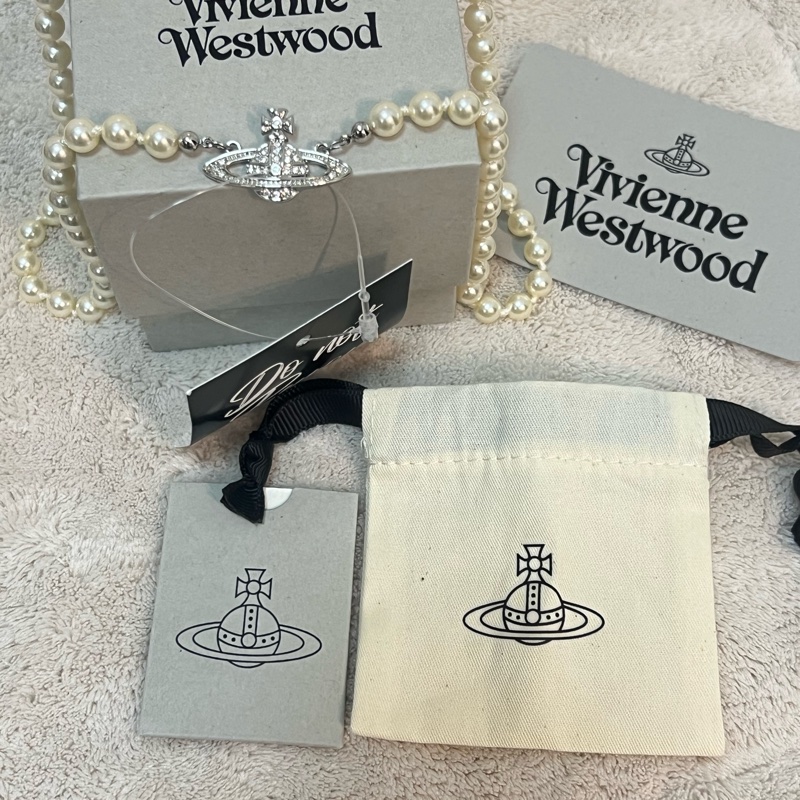 Vivienne Westwood珍珠水鑽土星項鍊-5