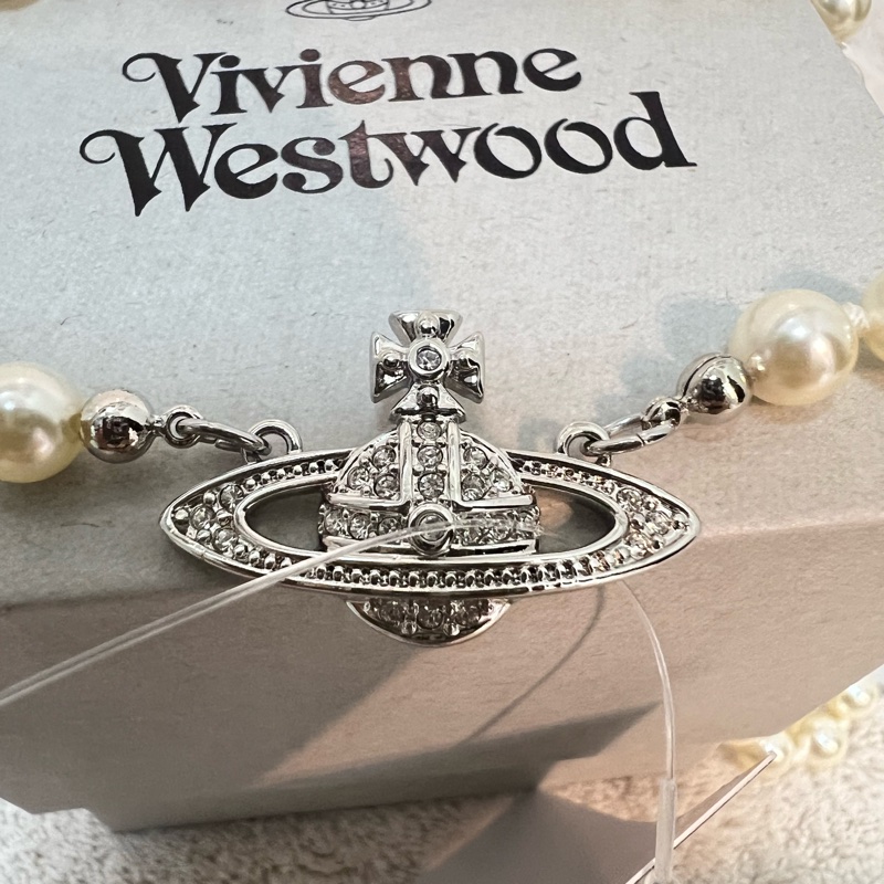 Vivienne Westwood珍珠水鑽土星項鍊-6