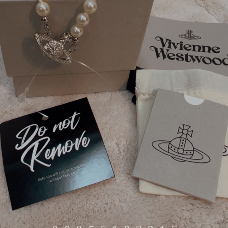 Vivienne Westwood珍珠水鑽土星項鍊-9