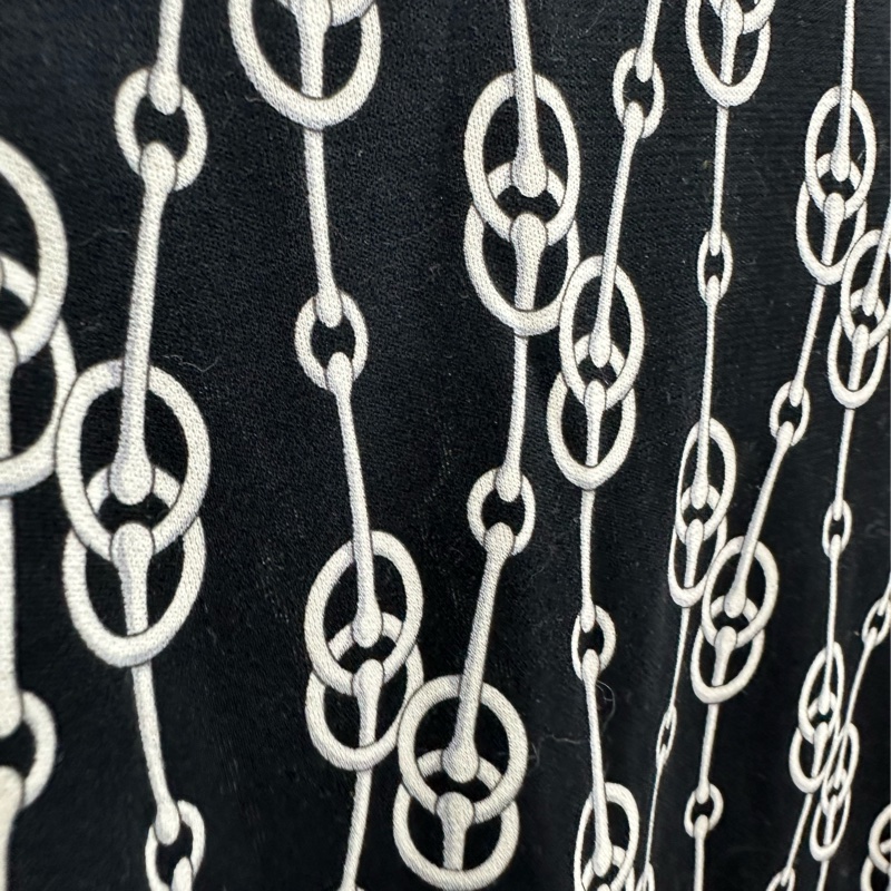 Hermes愛馬仕黑白鎖鏈圓領短袖T卹 34碼-2