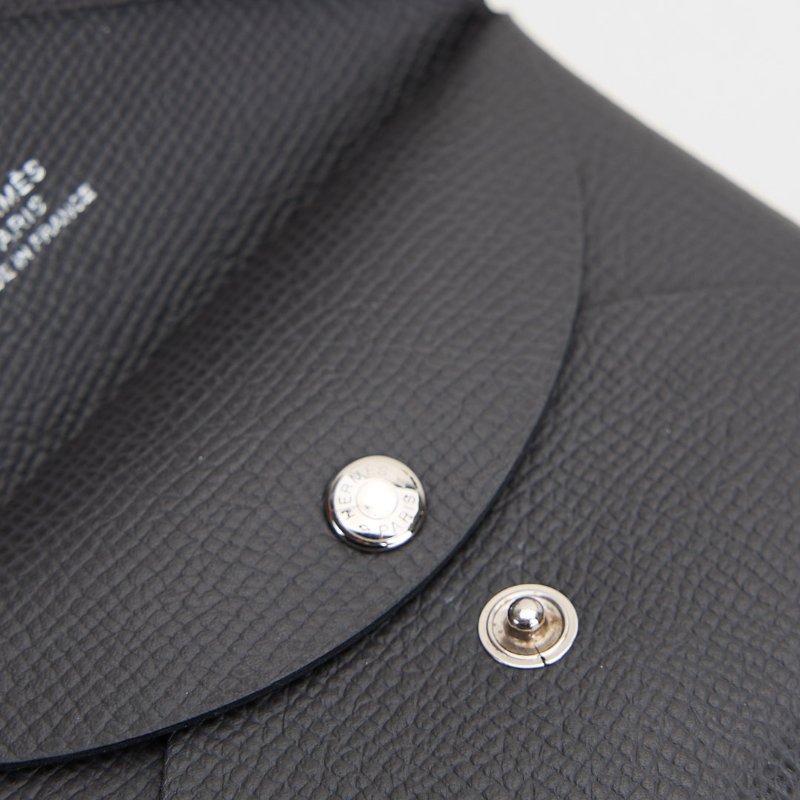 二手Hermès Calvi duo卡包/石墨灰-13