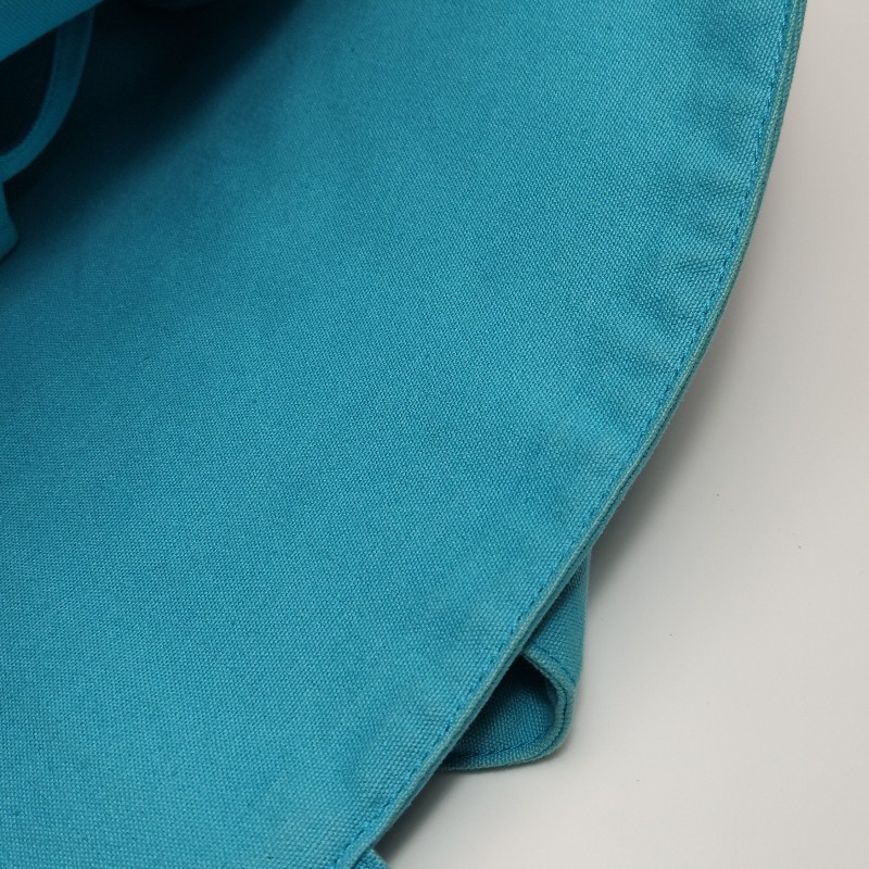 Hermes牛皮按扣沙灘包手提包帆布銀扣淺藍色-9