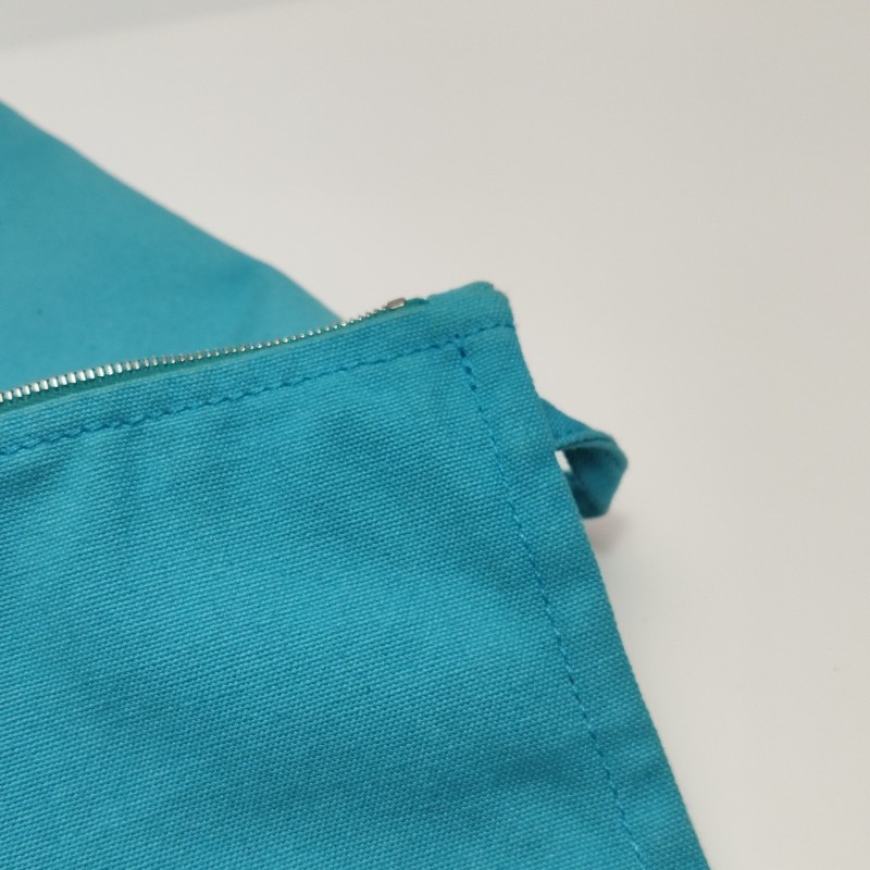 Hermes牛皮按扣沙灘包手提包帆布銀扣淺藍色-13