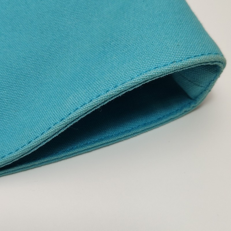 Hermes牛皮按扣沙灘包手提包帆布銀扣淺藍色-17