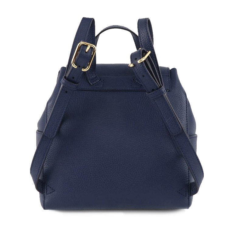 【TORY BURCH】素色荔枝皮革翻蓋磁釦束口後背包-深藍-1