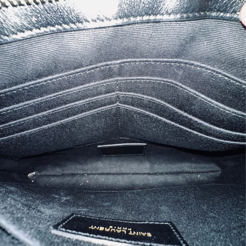 #全網最低 #全配 #98新閒置 Ysl黑金山形文牛皮收納包-11