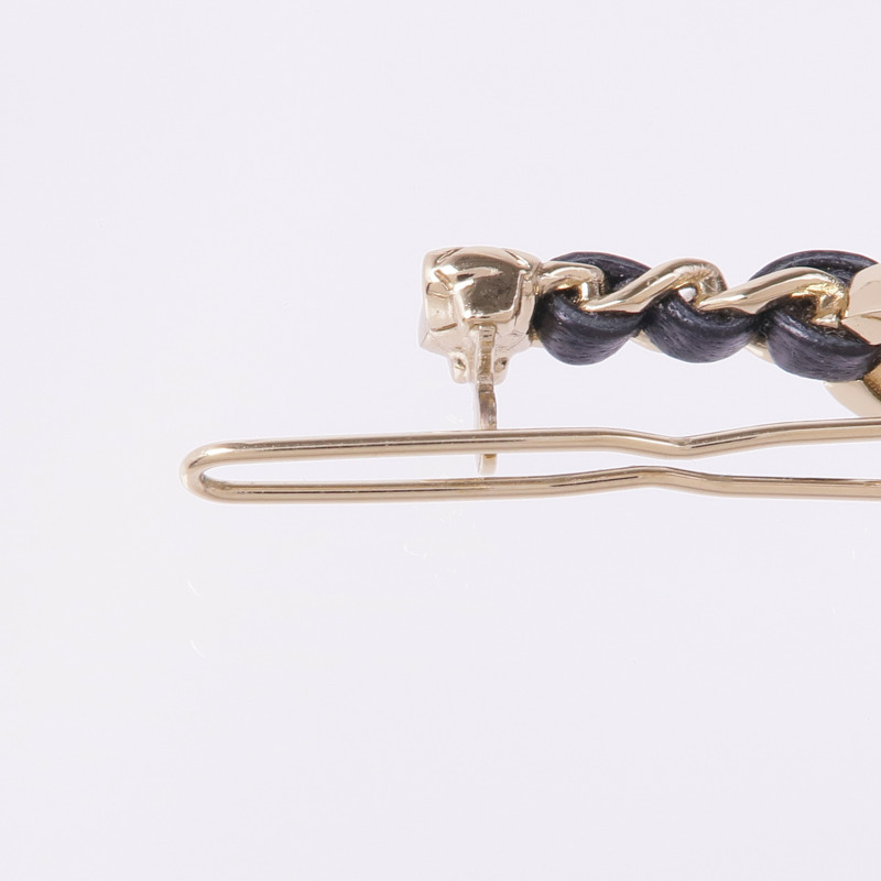 CHANEL 金屬/皮革Hair Clip髮夾-5