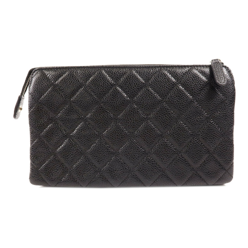CHANEL 牛皮皮革Pouch Wallet金扣手拿包-1