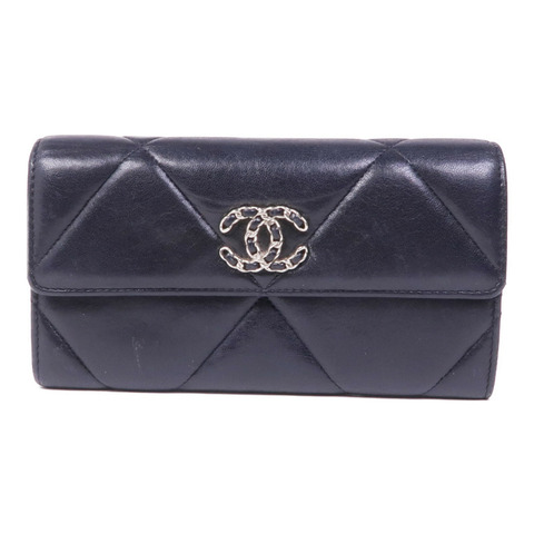 CHANEL 羊皮皮革Wallet銀扣長錢包