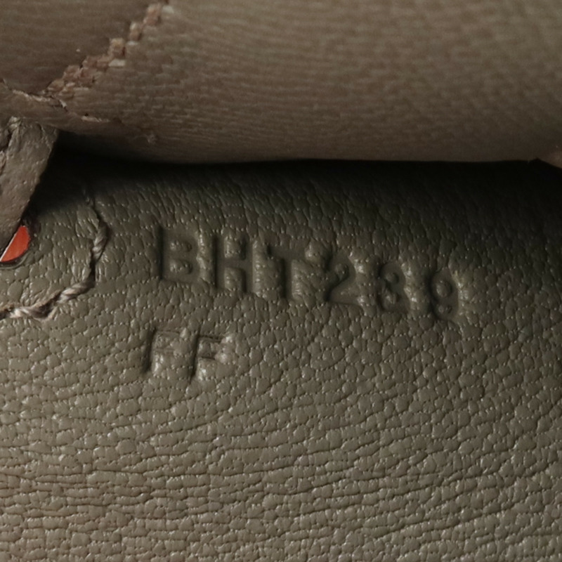 HERMES Madame皮革Kelly 25金扣手挽肩背兩用袋Gris Meyer-6