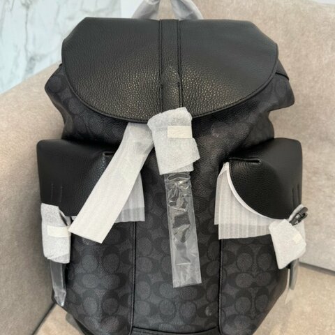 *SHIHNA名牌精品*COACH Warner 經典印花翻蓋束口後背包