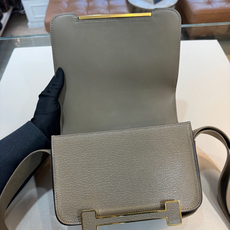 Hermes 18大象灰金釦山羊皮Geta木屐包H083052-13