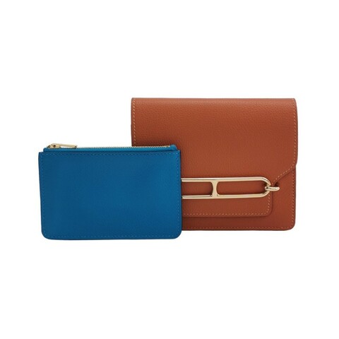 Hermes Roulis Slim牛皮拼色豬鼻子錢包
