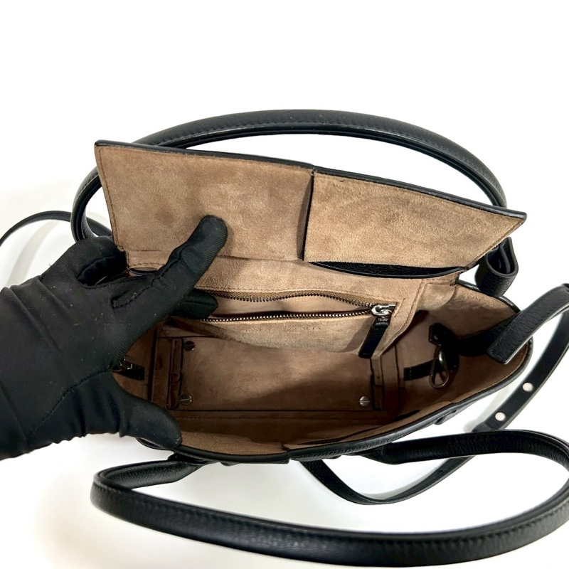 BV黑色大編織牛皮Arco29手提斜背包-5