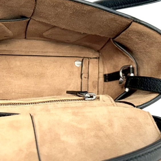 BV黑色大編織牛皮Arco29手提斜背包-8