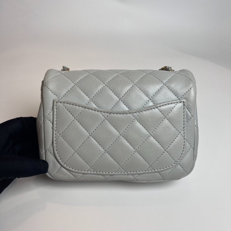 CHANEL AS1786/晶片款 羊皮灰 CF方胖金球鍊包-1