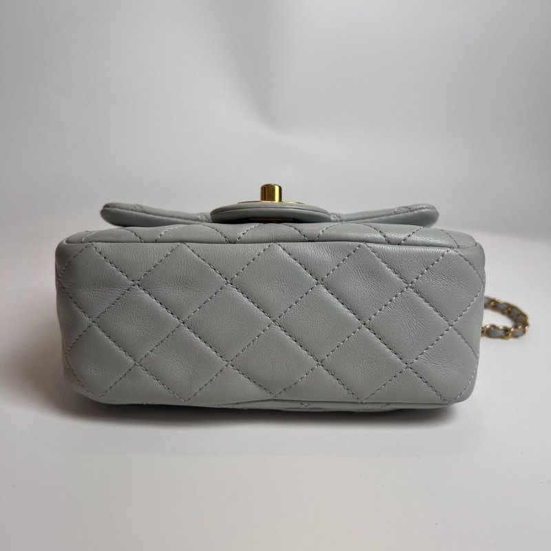 CHANEL AS1786/晶片款 羊皮灰 CF方胖金球鍊包-2