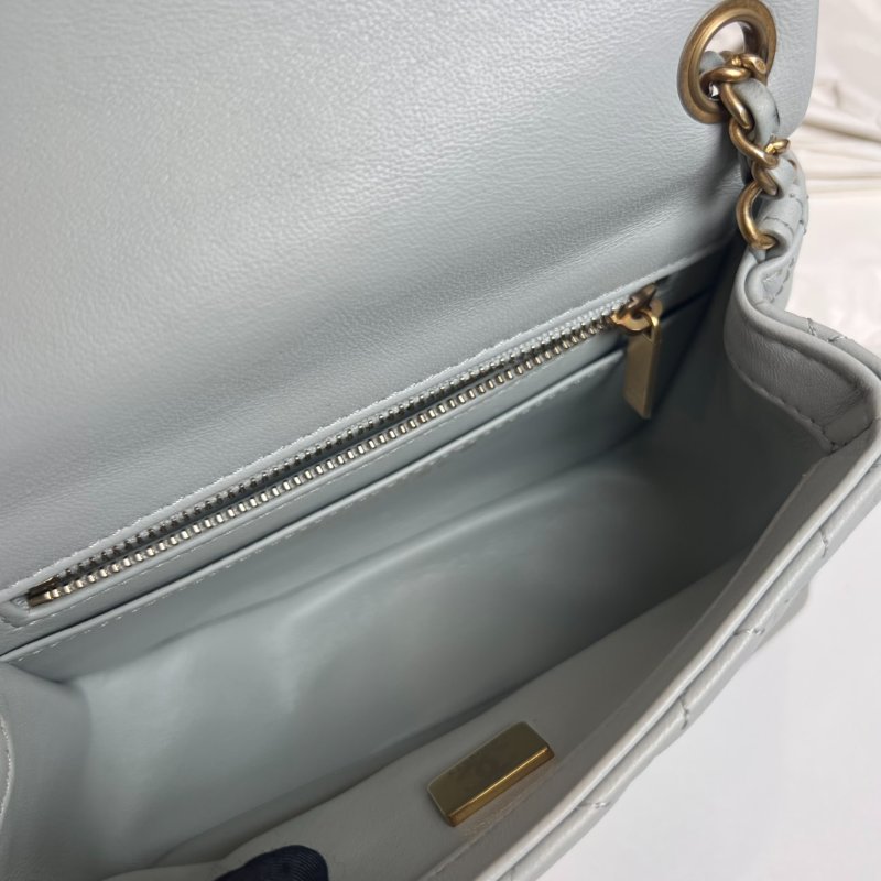 CHANEL AS1786/晶片款 羊皮灰 CF方胖金球鍊包-6