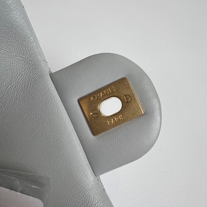 CHANEL AS1786/晶片款 羊皮灰 CF方胖金球鍊包-7