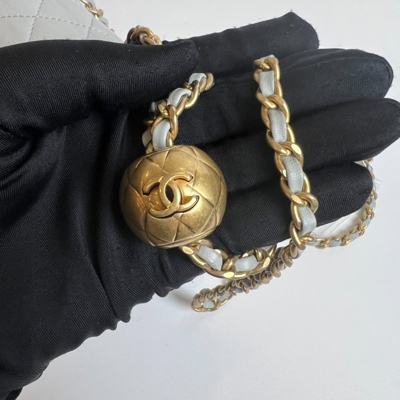 CHANEL AS1786/晶片款 羊皮灰 CF方胖金球鍊包-9