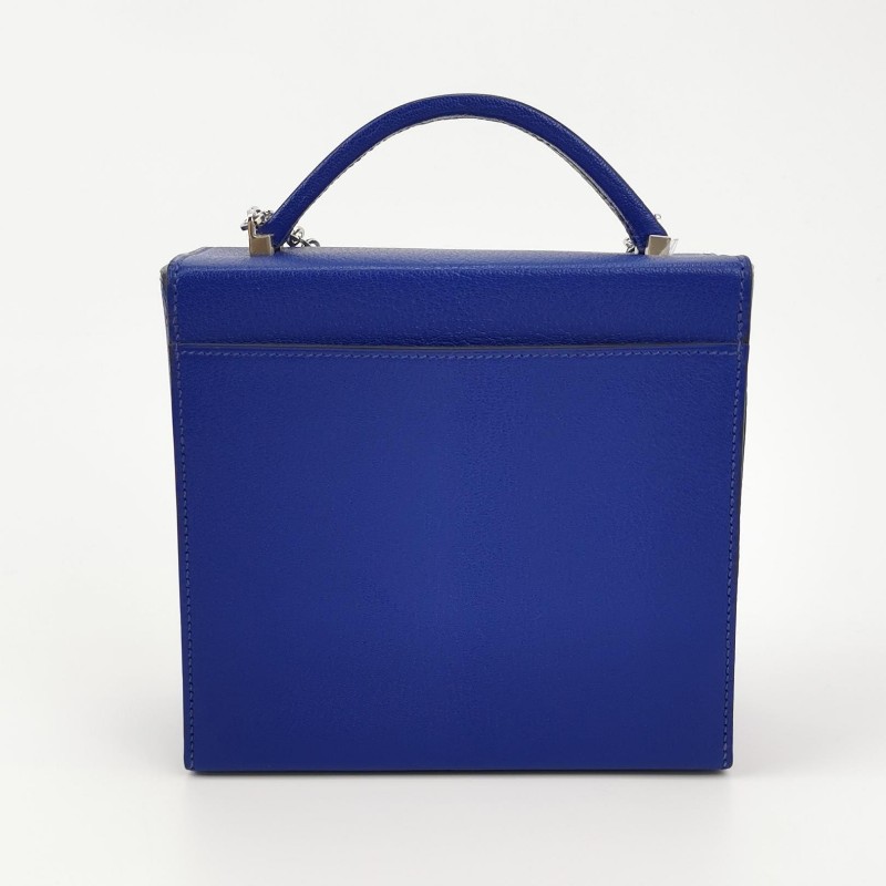 Hermes Cinhetic18 純色鏈條不對稱H型封口單肩包 山羊皮銀扣7T電光藍A刻-3