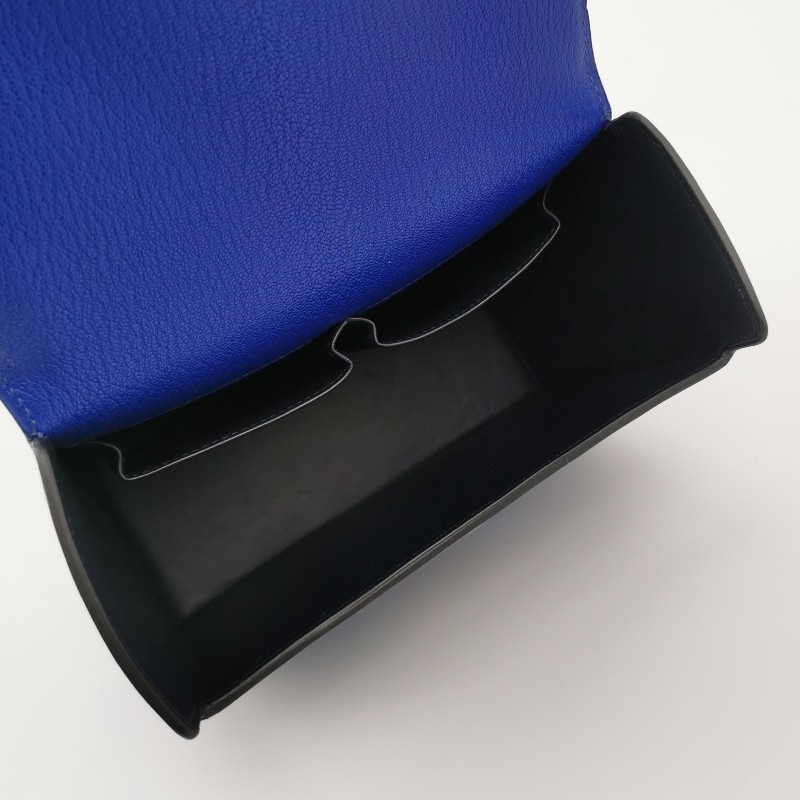 Hermes Cinhetic18 純色鏈條不對稱H型封口單肩包 山羊皮銀扣7T電光藍A刻-5