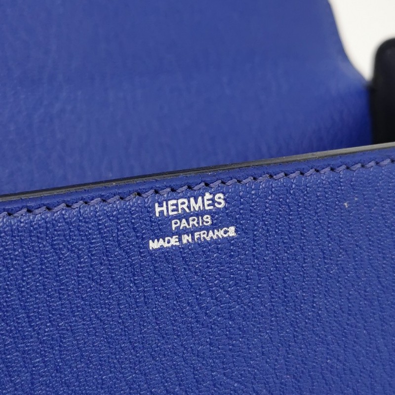 Hermes Cinhetic18 純色鏈條不對稱H型封口單肩包 山羊皮銀扣7T電光藍A刻-6