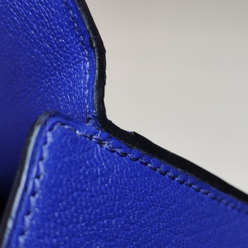 Hermes Cinhetic18 純色鏈條不對稱H型封口單肩包 山羊皮銀扣7T電光藍A刻-8