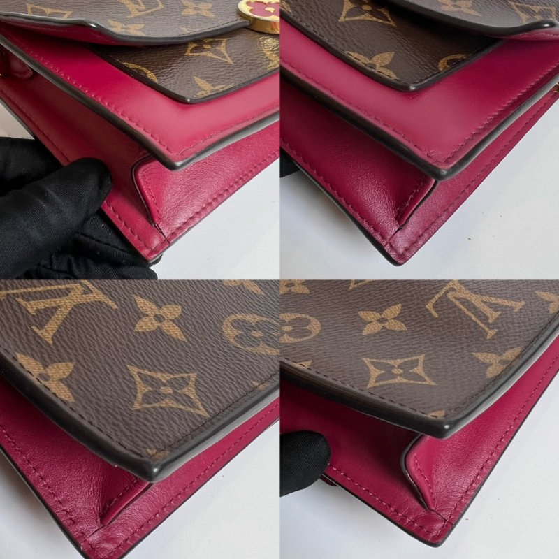 LV M69578 紅Flore金扣鍊帶斜背包WOC-11