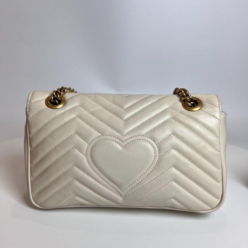 GUCCI 443497 白Marmont掀蓋包 26CM-1