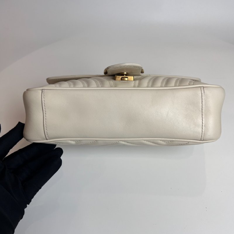 GUCCI 443497 白Marmont掀蓋包 26CM-2