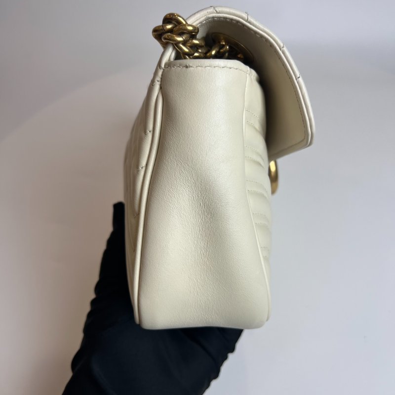 GUCCI 443497 白Marmont掀蓋包 26CM-3