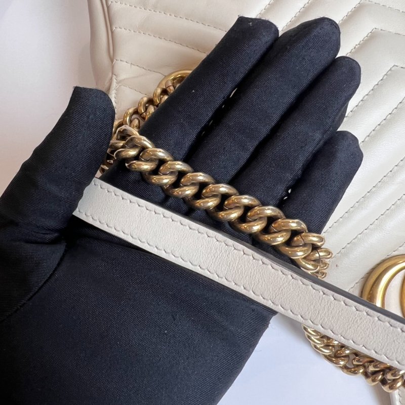 GUCCI 443497 白Marmont掀蓋包 26CM-9