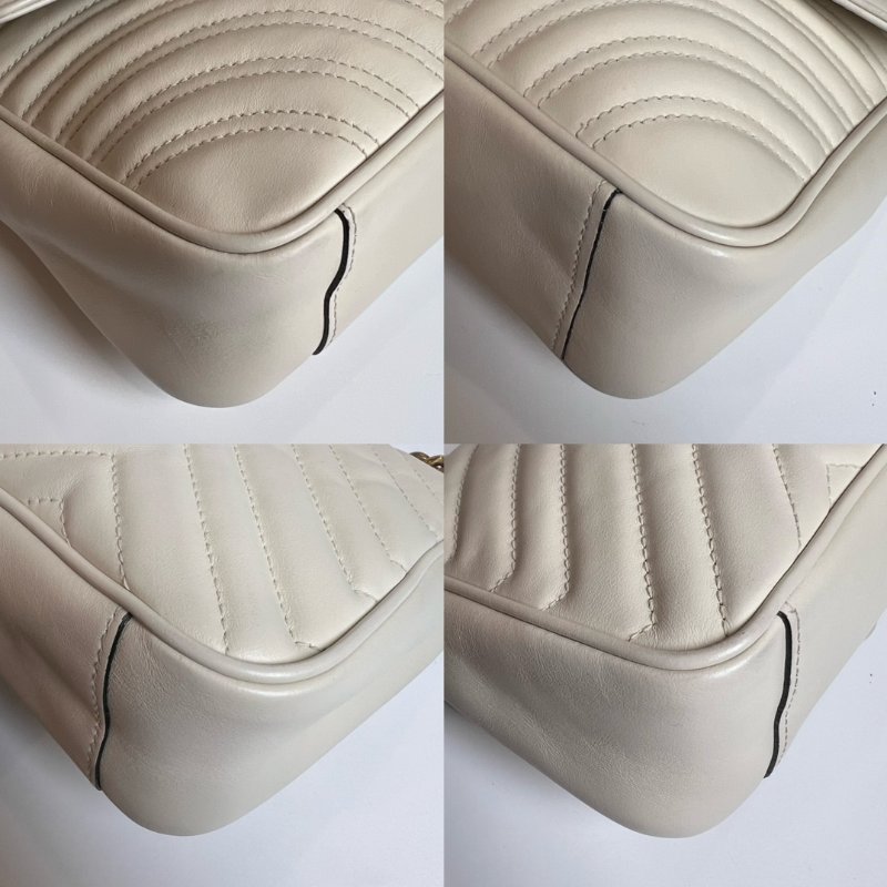 GUCCI 443497 白Marmont掀蓋包 26CM-10