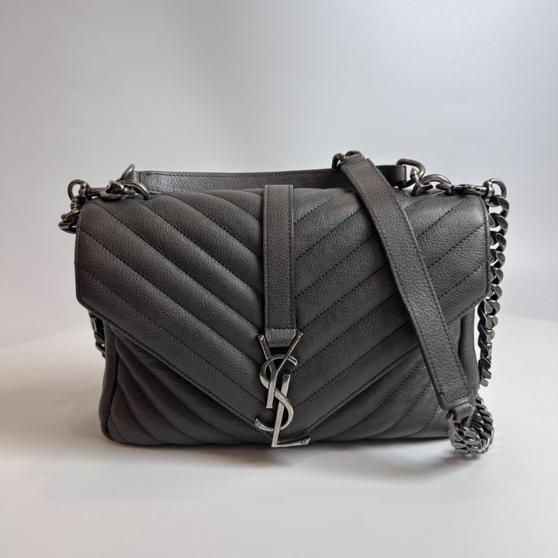 YSL 428056 灰銀學院包-0