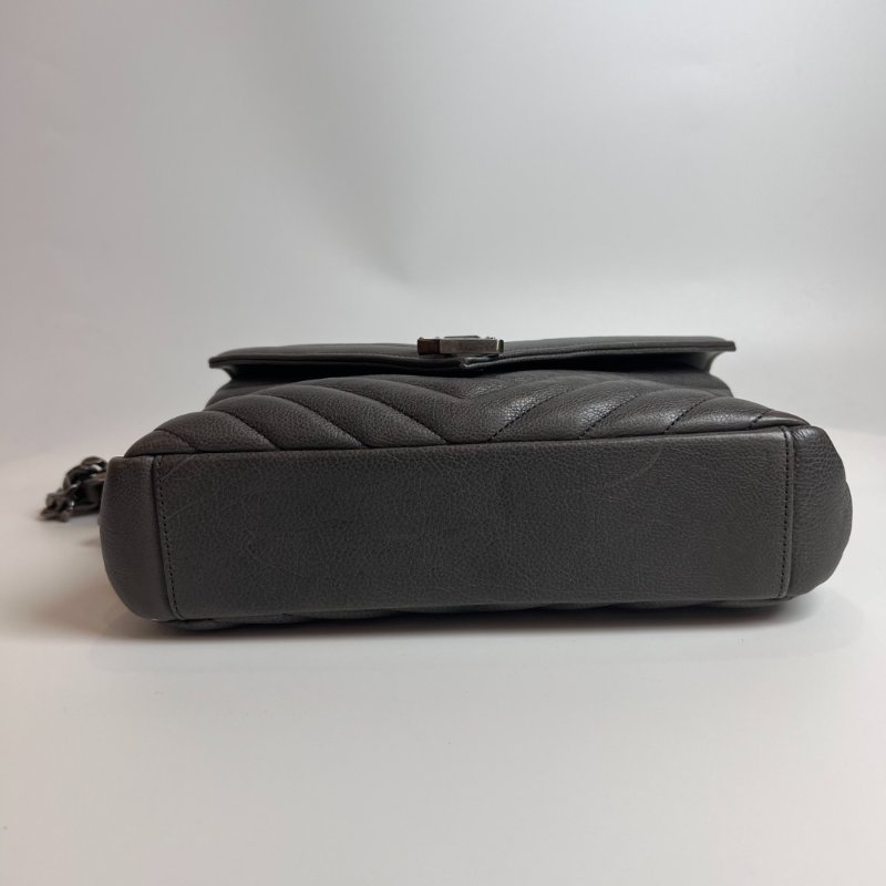 YSL 428056 灰銀學院包-4