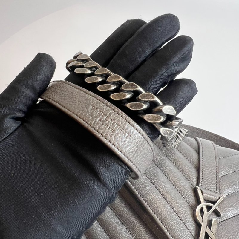 YSL 428056 灰銀學院包-8