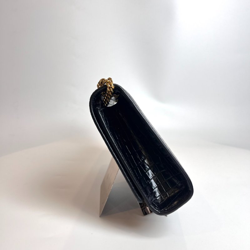 YSL 354119  黑金鱷魚紋流蘇kate包-2