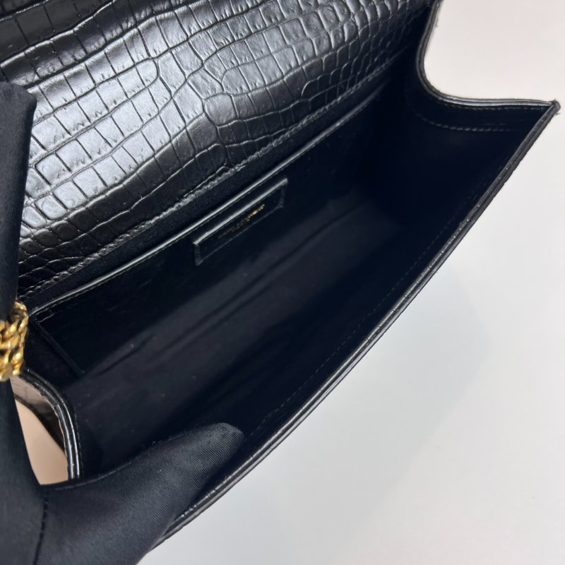 YSL 354119  黑金鱷魚紋流蘇kate包-5