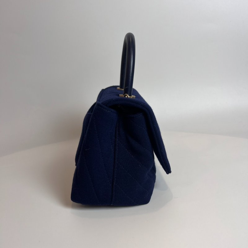 CHANEL HANDLE XS號緹布藍色28開-3